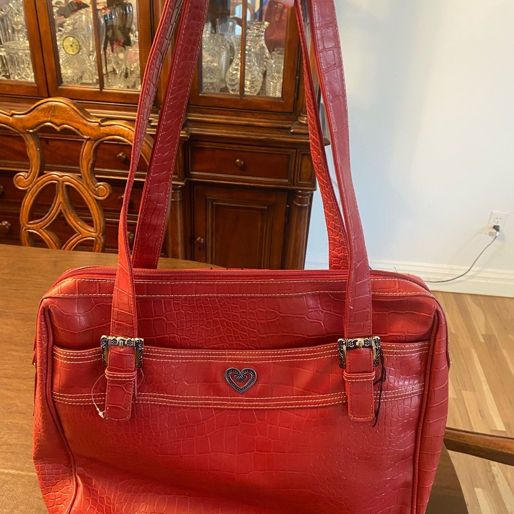 Buxton Red Croc-Embossed Shoulder Bag